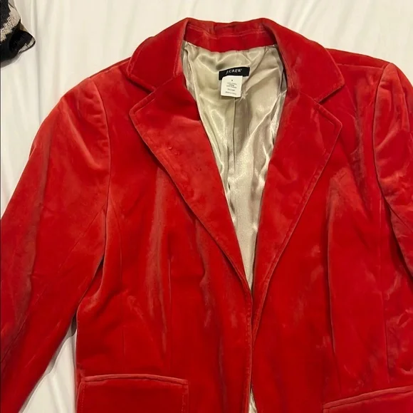 J.crew Elegant Red Velvet Women's Blazer - Picture 2 of 4